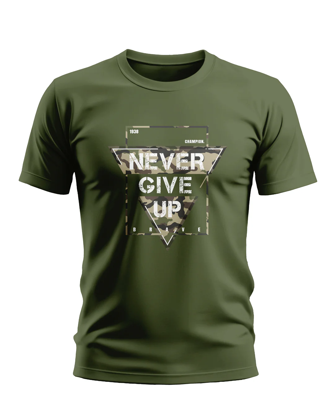 Never Give Up Army Style Soft Cotton T-shirt - Image 3