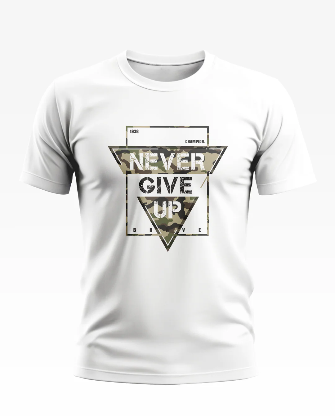 Never Give Up Army Style Soft Cotton T-shirt - Image 5
