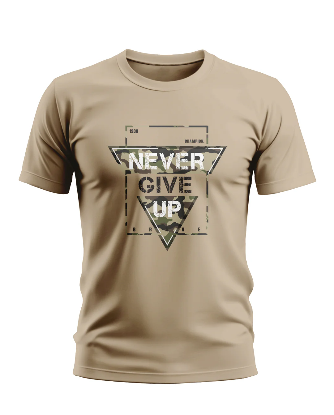 Never Give Up Army Style Soft Cotton T-shirt - Image 8